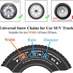 Chaînes à neige universelles pour voiture, SUV, van, camion, pour largeur de pneus 165-285 mm, avec pelle, clé et gants.