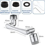 Rubinetto girevole con 2 funzioni di spruzzo, prolunga multifunzionale per cucina, adatto per filettatura esterna 20mm, 22mm,24mm, girevole a 1440°