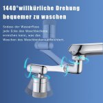 Rubinetto girevole con 2 funzioni di spruzzo, prolunga multifunzionale per cucina, adatto per filettatura esterna 20mm, 22mm,24mm, girevole a 1440°