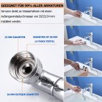 Rubinetto girevole con 2 funzioni di spruzzo, prolunga multifunzionale per cucina, adatto per filettatura esterna 20mm, 22mm,24mm, girevole a 1440°