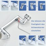 Rubinetto girevole con 2 funzioni di spruzzo, prolunga multifunzionale per cucina, adatto per filettatura esterna 20mm, 22mm,24mm, girevole a 1440°