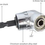 Tournevis à angle droit, adaptateur pour tournevis coudé, 105°, acier, 1/4 pouce