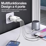 Chargeur USB 4 ports, Charge rapide, Chargeur rapide 3.0 33W 6A, universel, blanc