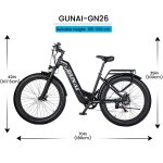 Elektrofahrrad für Erwachsene, 26 Zoll, City-Elektrofahrrad, mit Frontdämpfer, mit 500W Bafang Motor, abnehmbarer Samsung 48V 17.5AH Batterie, GUNAI GN26.