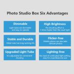 Studio fotografico professionale con luci led, dimensione 200 x 120 x 80 cm