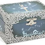 Boîte à bijoux avec fée tournoyante bleue et étoile blanche, mélodie du lac des cygnes, JewelKeeper