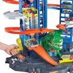 Ultimate Garage Assalto del T-Rex Robot, con 2 Macchinine incluse, Hot Wheels