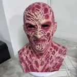 Freddy Krueger Masque Horreur Full-Face Rouge – Latex avec Cicatrices & Tatouages Réalistes