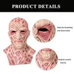 Freddy Krueger Masque Horreur Full-Face Rouge – Latex avec Cicatrices & Tatouages Réalistes