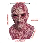 Freddy Krueger Masque Horreur Full-Face Rouge – Latex avec Cicatrices & Tatouages Réalistes