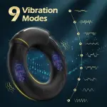 Anneau vibrant chauffant à 9 modes - Anneau pénien de serrage ajustable pour hommes - Rechargeable par USB pour couples