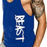 Fitness Tank Top, Fitnessstudio, Bodybuilding, ärmellose Baumwollweste, Sport Tank Top, Cabeen Beast, blau
