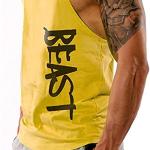 Canotta fitness, palestra, bodybuilding, canottiera smanicato in cotone, sport tank top, Cabeen Beast, giallo