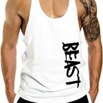 Débardeur de fitness, gym, bodybuilding, gilet sans manches en coton, débardeur de sport, Cabeen Beast, blanc