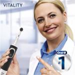 Oral-b vitality 100 spazzolino elettrico pure clean 1 spazzolino nero 1 testina con setole al carbone