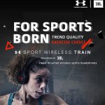 Cuffie JBL Under Armour Train The Rock, Bluetooth Wireless, per sport, running, gym, chiamate vivavoce con microfono, deep bass music, nero, Originale