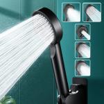 Soffione doccia ad alta pressione con 5 modalità, colore nero opaco
