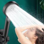 Soffione doccia ad alta pressione con 5 modalità, colore nero opaco