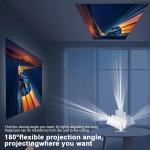 4K Projektor, Android 11, HY300, h713, 200ANSI, BT5.0, 1280 x 720P, WLAN, 180-Grad-Neigungsfunktion, 130 Zoll, Heimkino, tragbarer Projektor