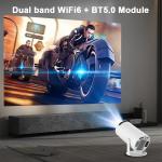 4K Projektor, Android 11, HY300, h713, 200ANSI, BT5.0, 1280 x 720P, WLAN, 180-Grad-Neigungsfunktion, 130 Zoll, Heimkino, tragbarer Projektor