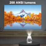 4K Projektor, Android 11, HY300, h713, 200ANSI, BT5.0, 1280 x 720P, WLAN, 180-Grad-Neigungsfunktion, 130 Zoll, Heimkino, tragbarer Projektor
