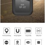Mini GPS, Localisateur de voiture, Mini Tracker GPS, Contrôle vocal, Localisateur de périphériques, Anti-perte, S O S pour l'aide, GF-22