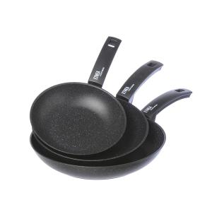 Set 3 Padelle, 20 cm/24 cm/28 cm, marca Moneta Etnea