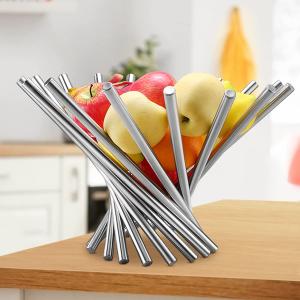 Cesto per frutta, porta frutta da tavolo, moderno creativo pieghevole, in acciaio inox, per dispensa e decorazione da tavola