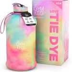 Bouteille de sport de 2 L avec étui et poignée, réutilisable, écologique, sans BPA, Love Tie Dye