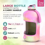 Bouteille de sport de 2 L avec étui et poignée, réutilisable, écologique, sans BPA, Love Tie Dye