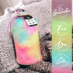 Bouteille de sport de 2 L avec étui et poignée, réutilisable, écologique, sans BPA, Love Tie Dye