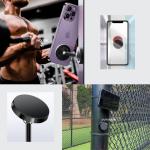 Support magnétique double pour téléphone portable, pour salle de sport, avec double aimant, noir