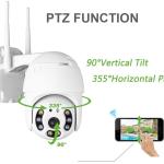 Überwachungskamera, Outdoor WIFI-Kameras, PTZ, 1080P IP Cam Wireless, 355° /90°, 40M Nachtsicht, Bewegungserkennung, APP