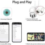 Überwachungskamera, Outdoor WIFI-Kameras, PTZ, 1080P IP Cam Wireless, 355° /90°, 40M Nachtsicht, Bewegungserkennung, APP