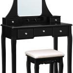 Tavolo da Trucco con Grande Specchio Senza Cornice per Il Make Up