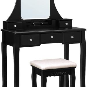 Tavolo da Trucco con Grande Specchio Senza Cornice per Il Make Up