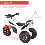 Elektrisches Dreirad Spielzeug Motorrad für Kinder 18-36 Monate mit Musik und Scheinwerfern Weiß und Rot