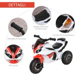 Elektrisches Dreirad Spielzeug Motorrad für Kinder 18-36 Monate mit Musik und Scheinwerfern Weiß und Rot