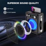 Karaoké portable, haut-parleur Bluetooth portable avec 2 microphones sans fil, système de sonorisation pour adultes et enfants avec lumières LED