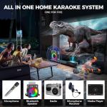 Karaoké portable, haut-parleur Bluetooth portable avec 2 microphones sans fil, système de sonorisation pour adultes et enfants avec lumières LED