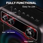 Karaoké portable, haut-parleur Bluetooth portable avec 2 microphones sans fil, système de sonorisation pour adultes et enfants avec lumières LED