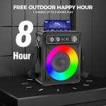 Karaoké portable, haut-parleur Bluetooth portable avec 2 microphones sans fil, système de sonorisation pour adultes et enfants avec lumières LED