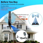 Antenne TV numérique, puissante antenne HDTV interne externe avec amplificateur, réception 360° de 50 miles antenne TV, prise en charge 4K 1080P, TV DVB-T2 VHF UHF, câble coaxial 5M