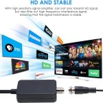 Antenne TV numérique, puissante antenne HDTV interne externe avec amplificateur, réception 360° de 50 miles antenne TV, prise en charge 4K 1080P, TV DVB-T2 VHF UHF, câble coaxial 5M