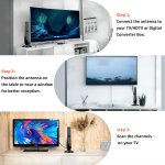 Antenne TV numérique, puissante antenne HDTV interne externe avec amplificateur, réception 360° de 50 miles antenne TV, prise en charge 4K 1080P, TV DVB-T2 VHF UHF, câble coaxial 5M