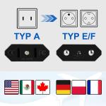 Reisenetzteil USA, 2 polig für europäischen Stecker, für Geräte mit amerikanischem Netzteil, 1 Stück