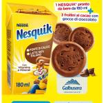 Nesquik box snack, Prêt à boire, Boisson à base de lait avec cacao à faible teneur en matières grasses, 3 Sablés Galbusera à faible teneur en matières grasses, 207g par paquet, paquet de 20 b