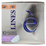 LINES E' Absorbents für Frauen, mit Flügeln, Packung mit 10 Stück