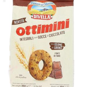Biscotti integrali al cioccolato, con gocce di cioccolato, ottimini, 350 g, Divella