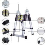 Scala Telescopica in Alluminio 5 m – Pieghevole Portatile, Certificata EN131, Portata 150 kg